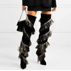 COPY - Christian Louboutin 120 Fringed Boots